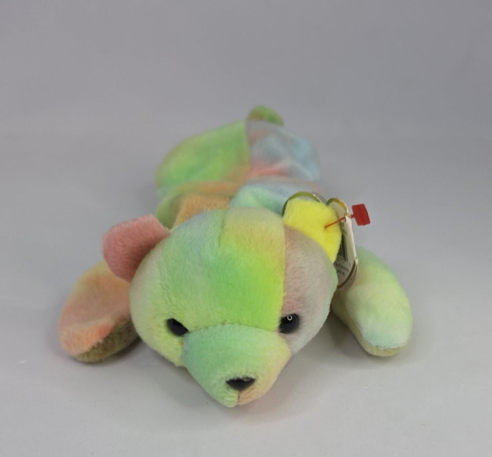 Ty Beanie Babies Collection Sammy Rainbow Tie Dye Bear Plush Stuffed Animal w/ T